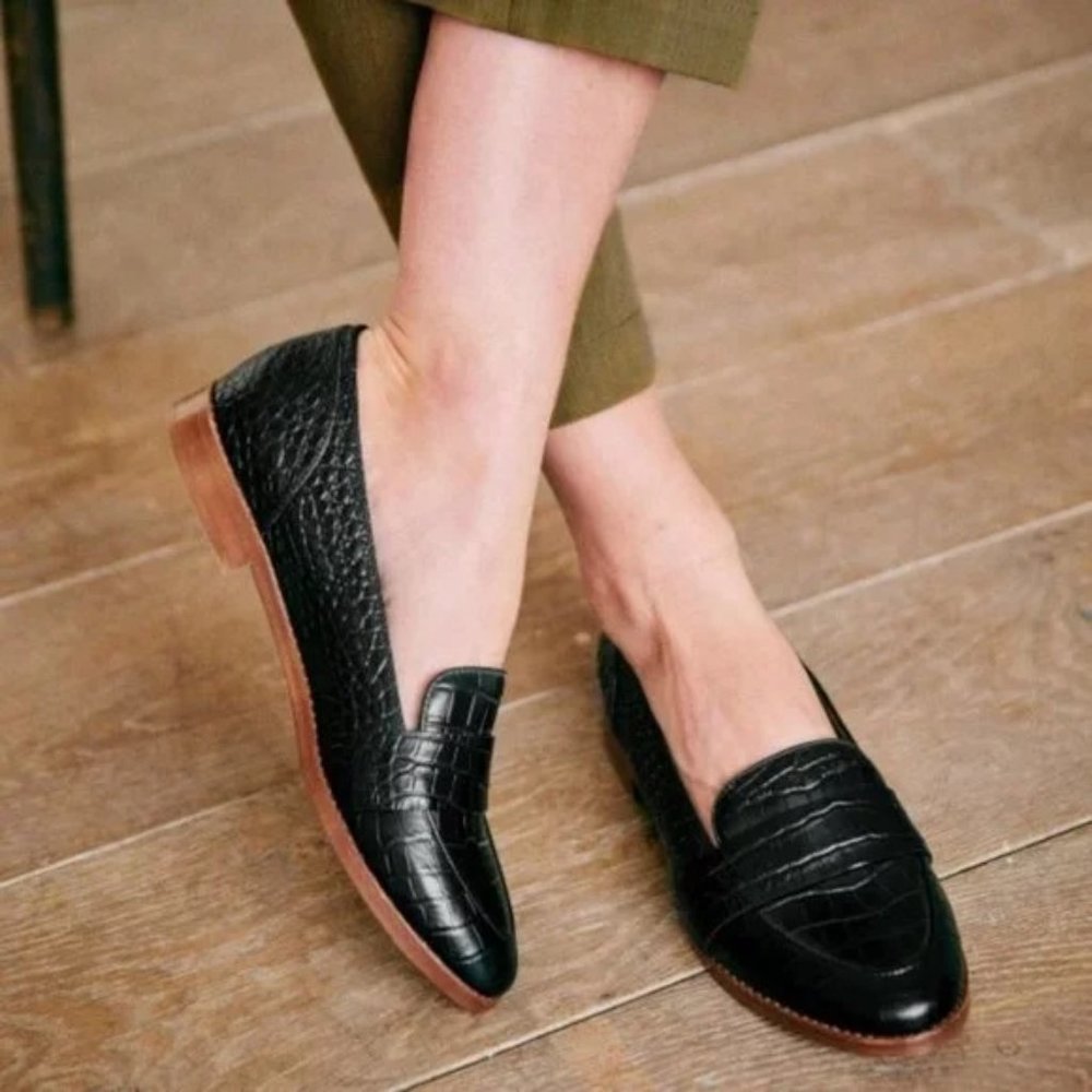 Sezane Michel Loafer Black crocodile print